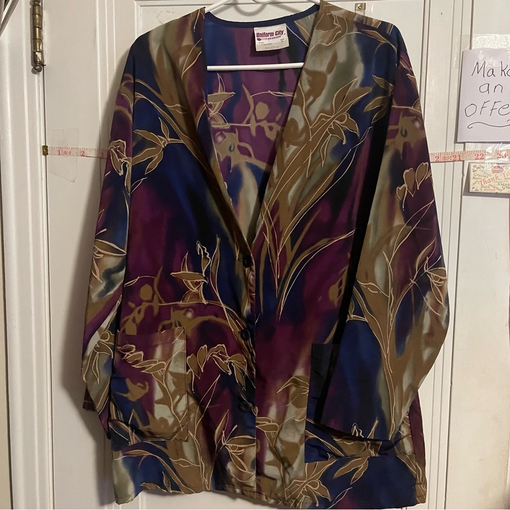 Uniform city  Colorful Floral scrub jacket